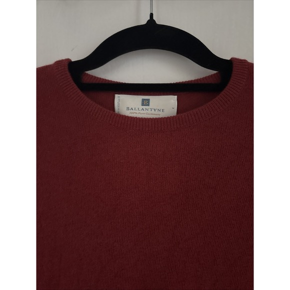 Womens Ballantyne Sweater Shirt Vintage 100% Cashmere Red Made in Scotland Sz 3 - Picture 2 of 9